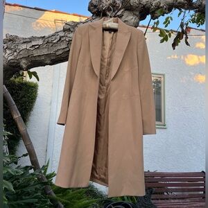 Anne Klein Slim Fit Beige Long Blazer Coat | Size 2 | Slim Suit Coat